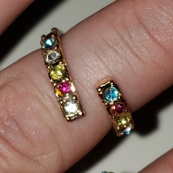 Andante Multi Color Austrian Crystal Set of 3 Stackable Rings - Picture 6 of 10